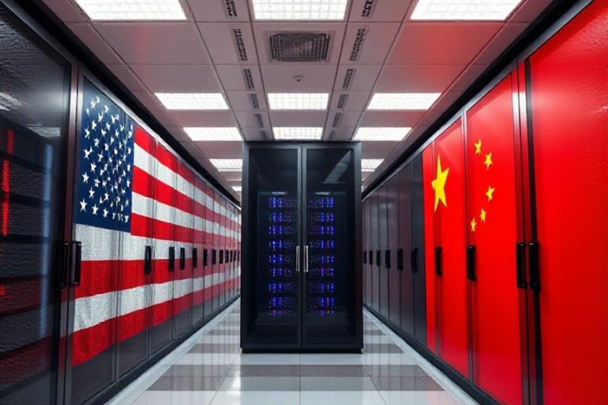 The interior of a data centre 